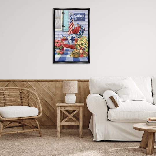 Stupell Industries Patriotic Porch View Floater Framed Art